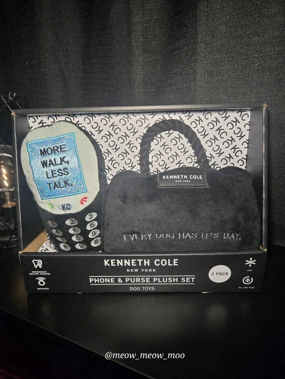 Kenneth Cole Phone & Purse Plush Set Dog Toy
